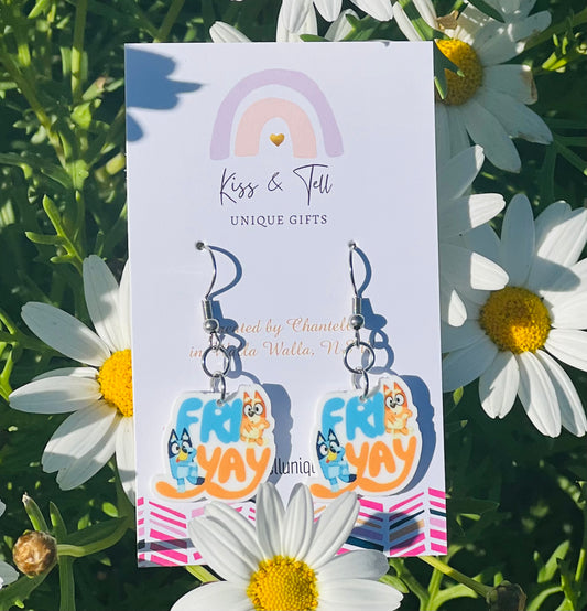 Small Bluey Friyay Dangle Earrings