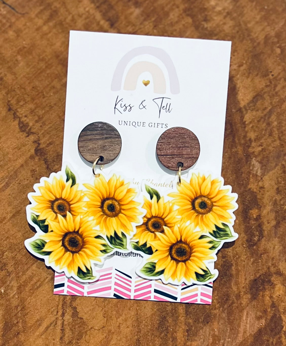 Sunflower Wood-Drop Earrings