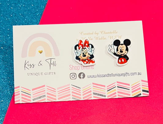 Cheeky Mickey & Minnie Stud Earrings