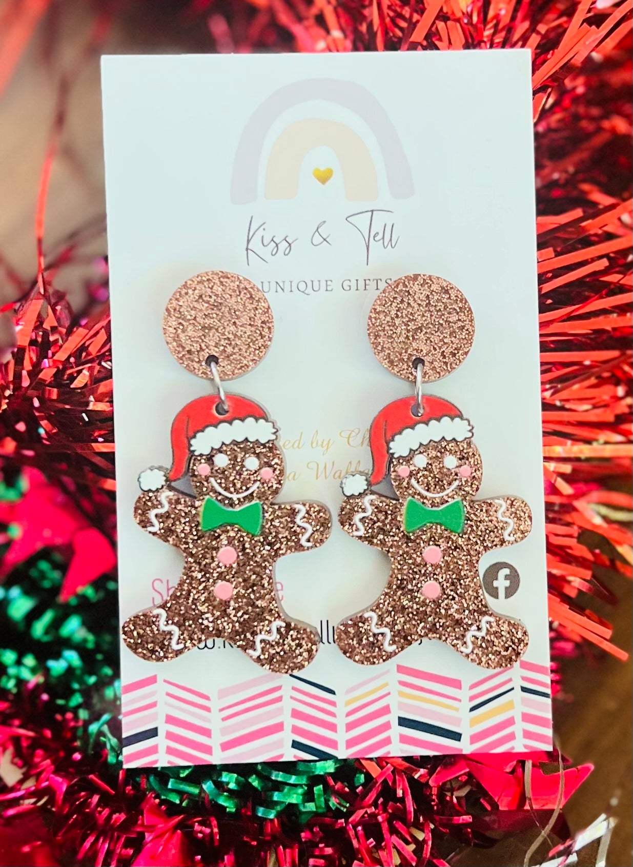 Acrylic Gingerbread Man Dangle Earrings