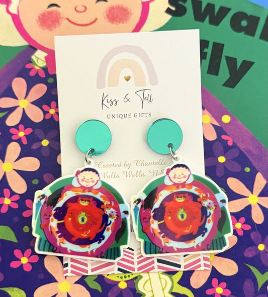 'Old Lady Who Swallowed a Fly' Book Earrings