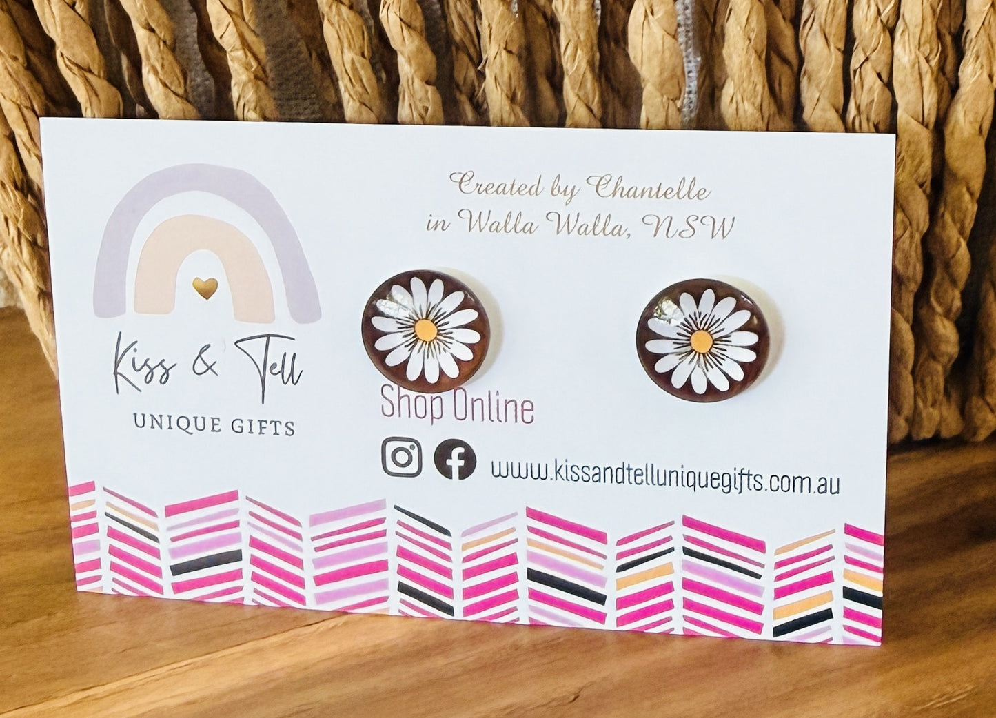 Daisy Flower Glass Stud Earrings