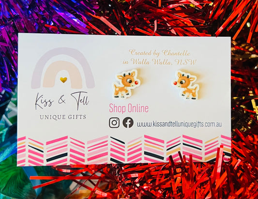 Cute Rudolph Reindeer Stud Earrings