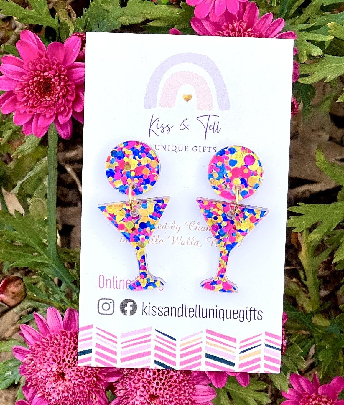 Confetti Glitter Martini Glass Earrings