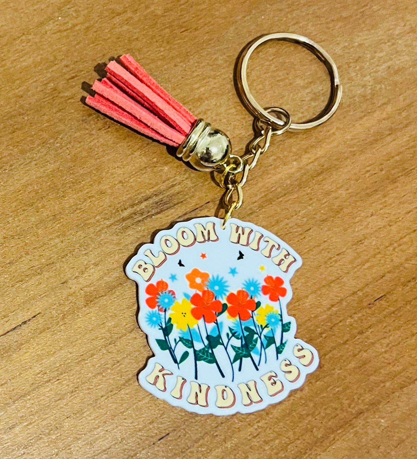 "Bloom with Kindness" Gold Keyring