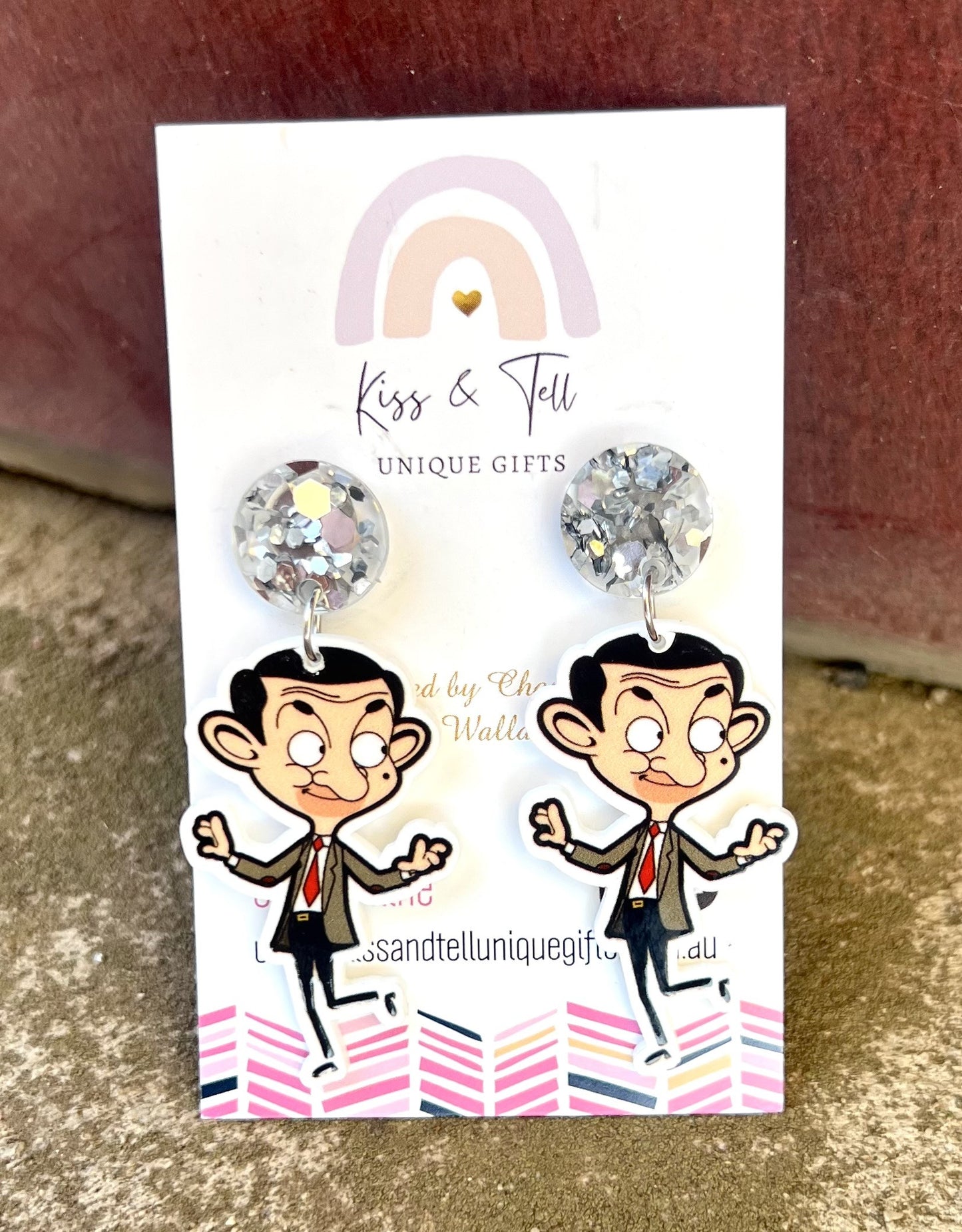 Mr Bean Character Dangle Earrings