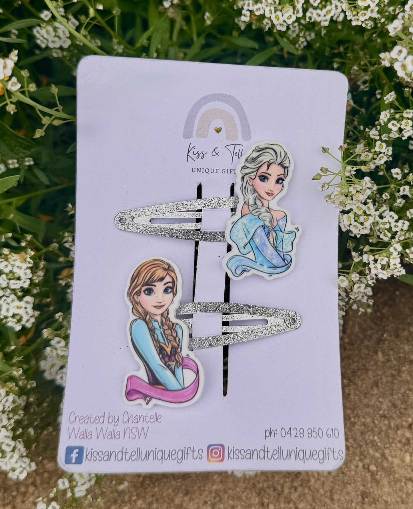 Elsa & Ana Glitter Hair Clip Set