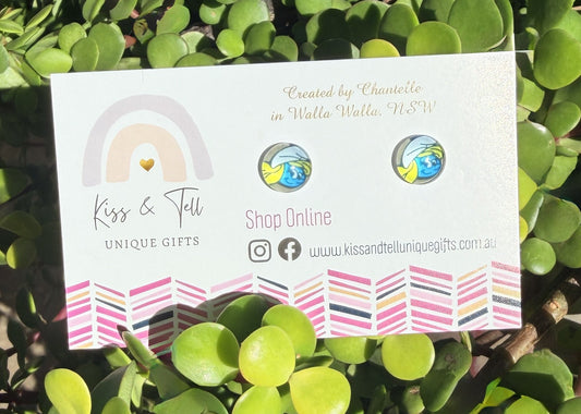 Smurfette Small Glass Stud Earrings