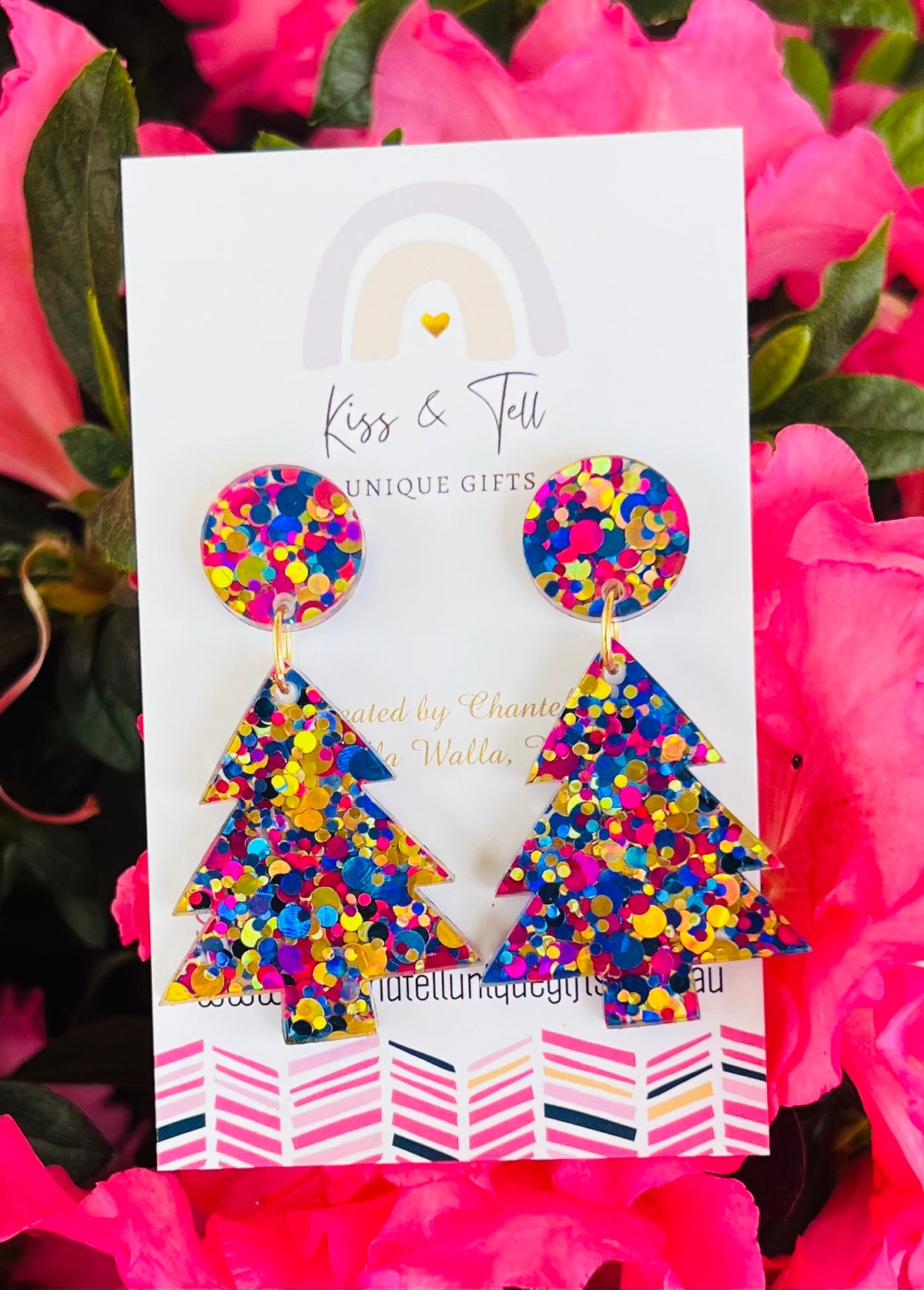 Confetti Glitter Acrylic Christmas Tree Earrings