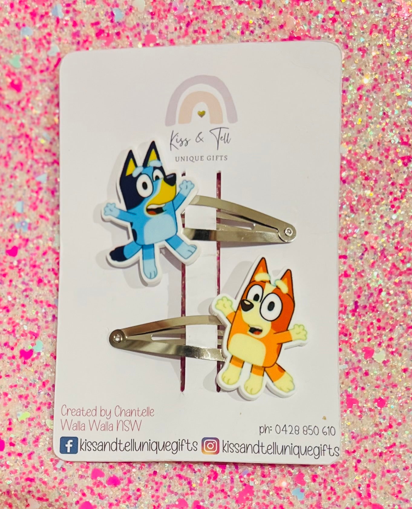 Jumping Bluey & Bingo Hair Clips