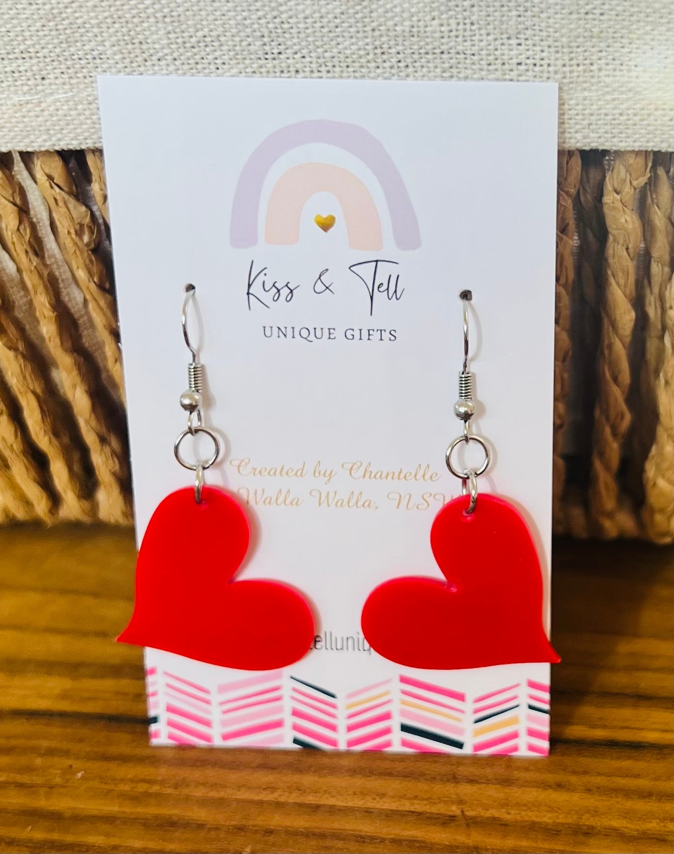 Pretty Red Heart Dangle Earrings