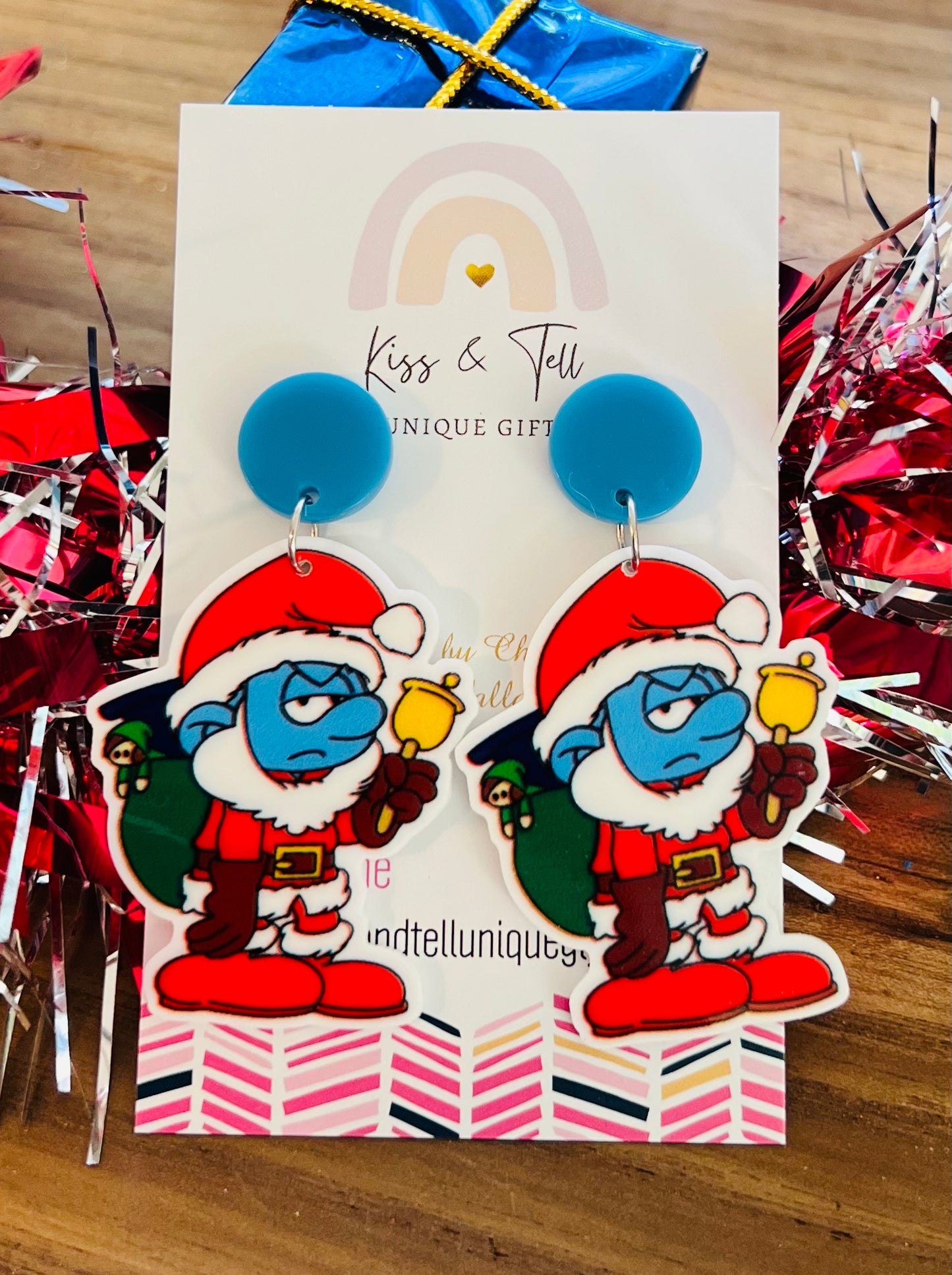 Santa Smurf Dangle Earrings