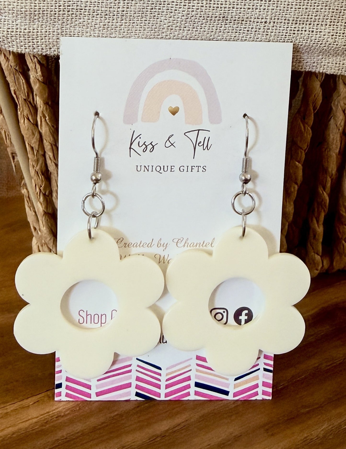 White Flower Dangle Earrings