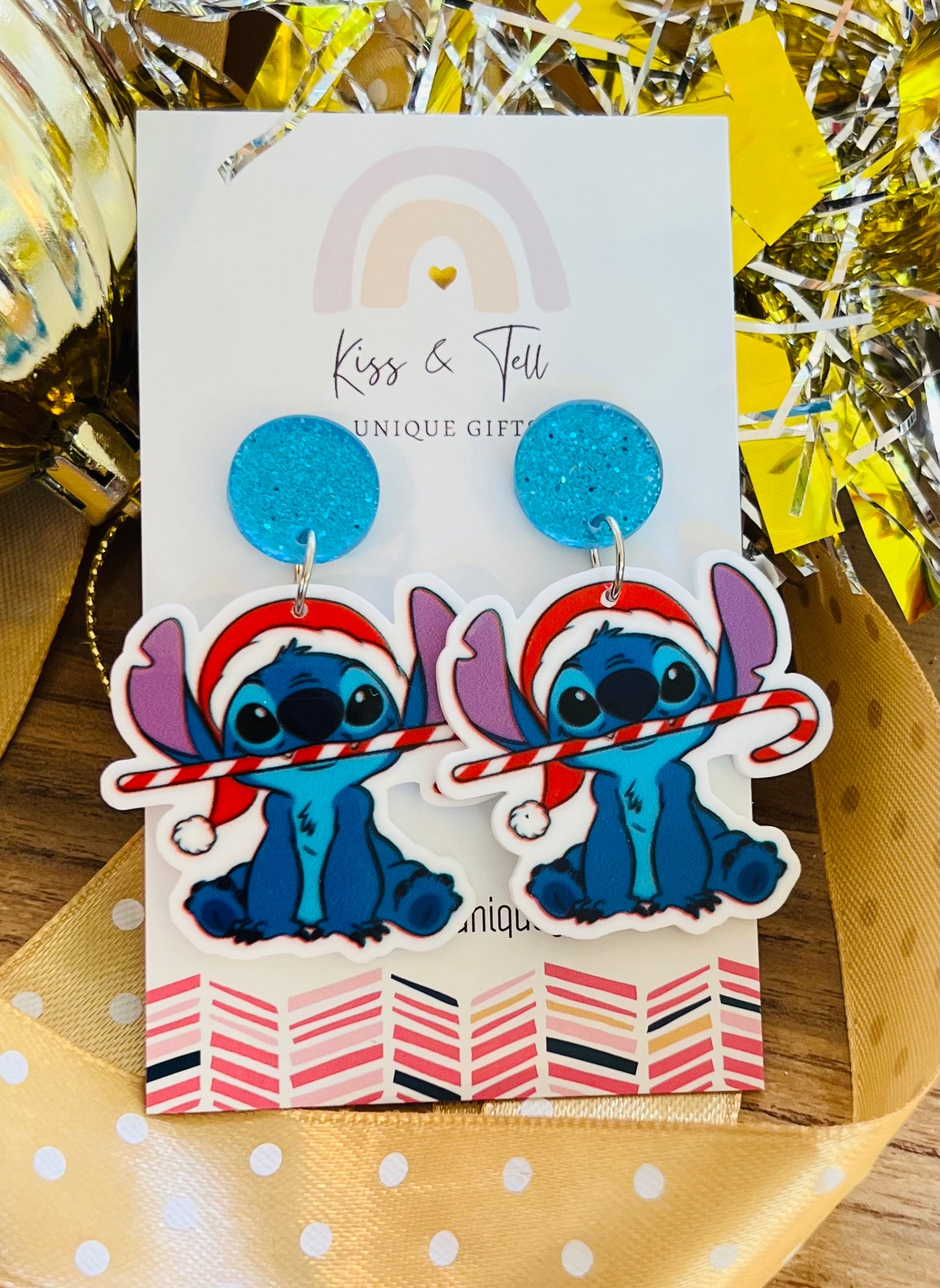 Christmas Stitch Character Dangle Earrings