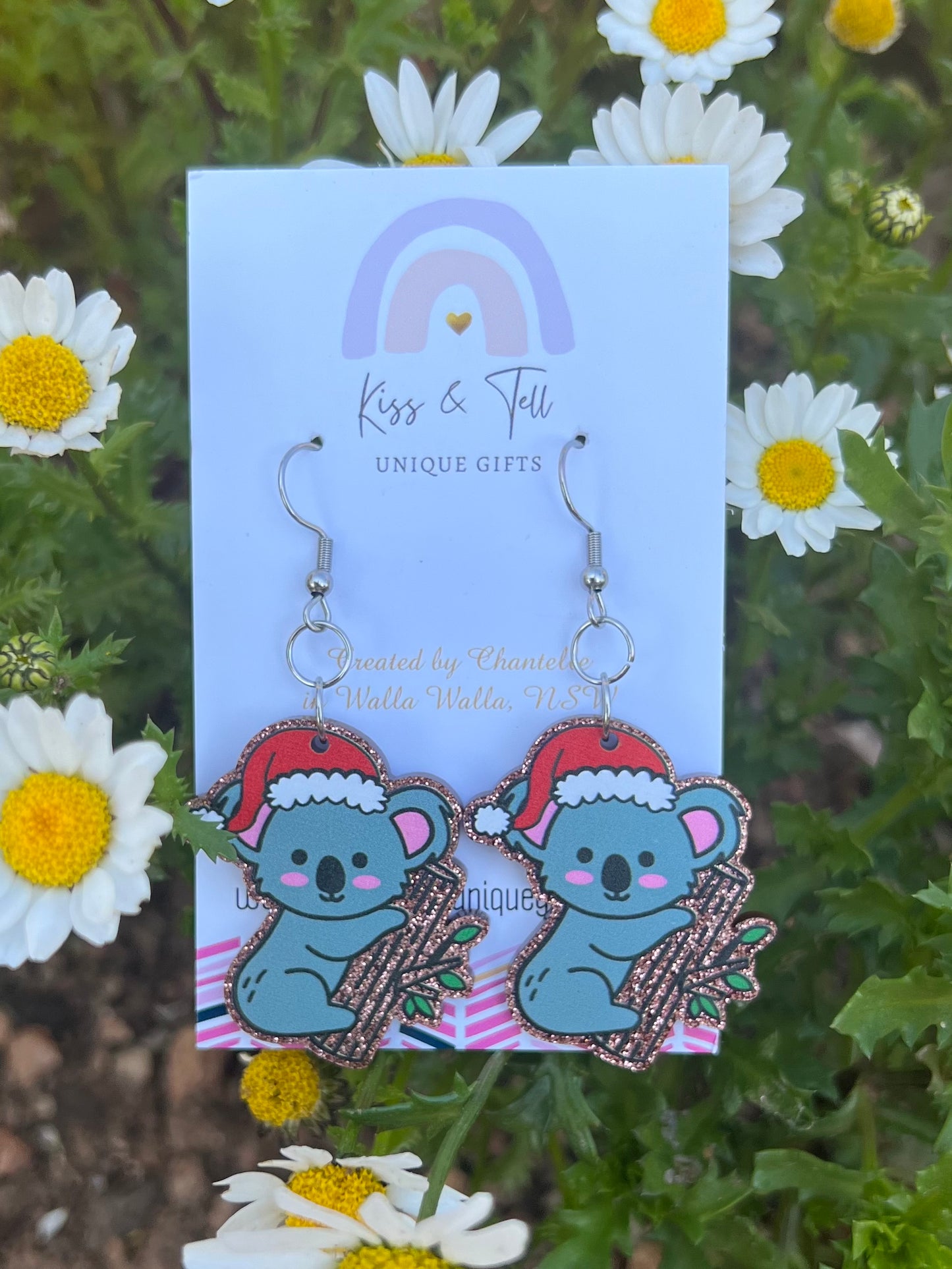 Christmas Koala Acrylic Dangle Earrings