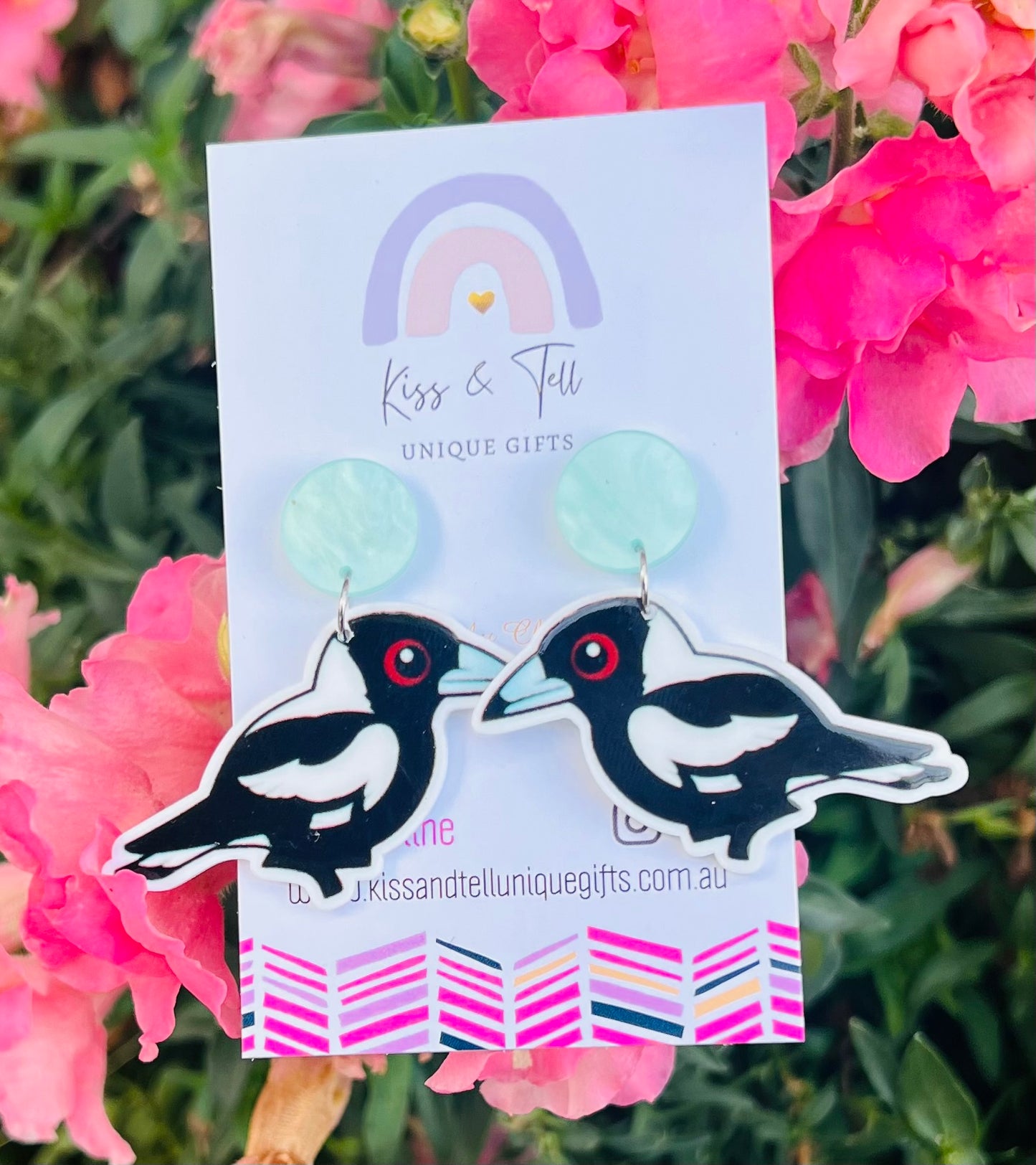 Magpie Bird Dangle Earrings