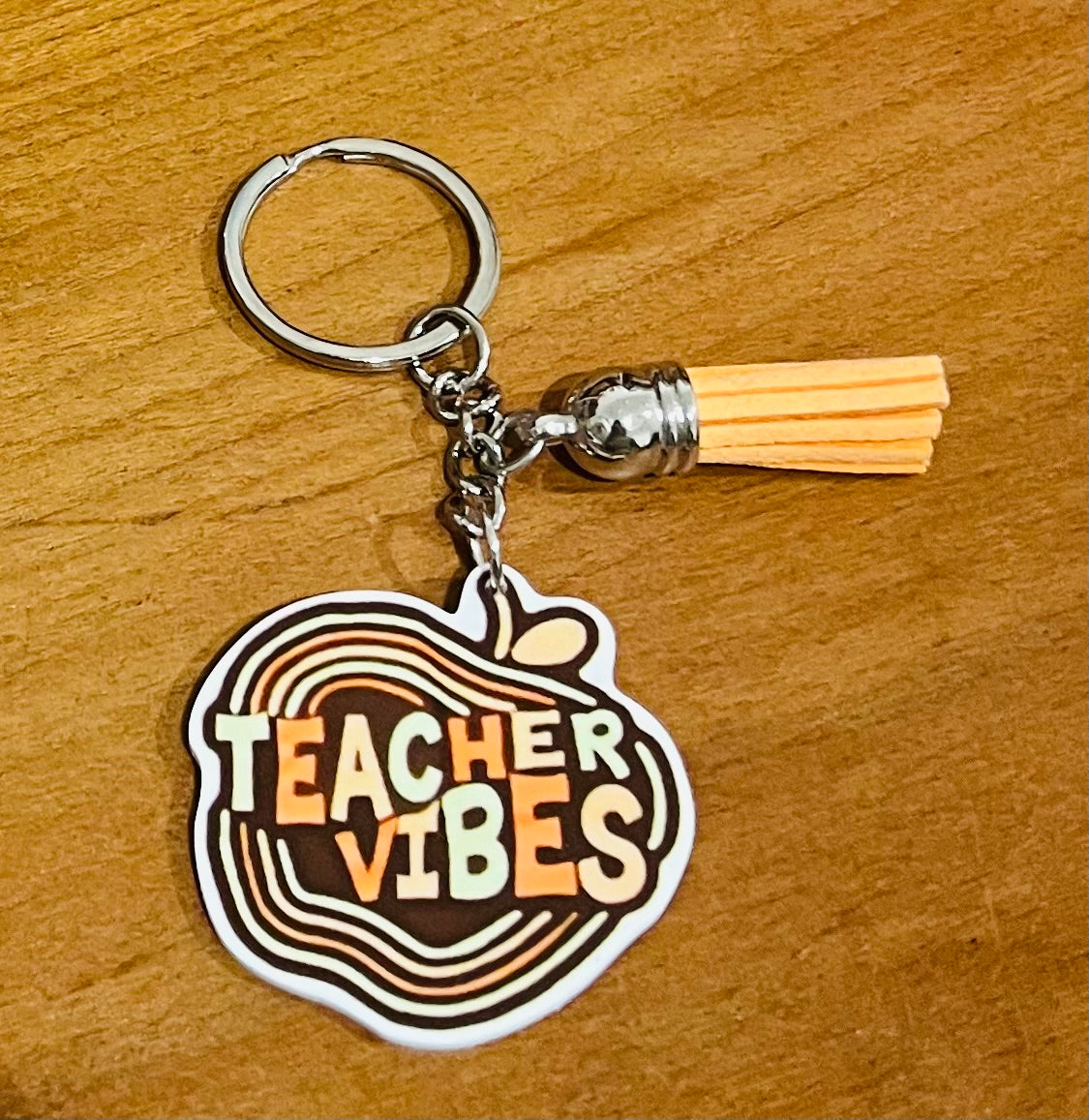 Teacher Vibes Keyring with Tassel