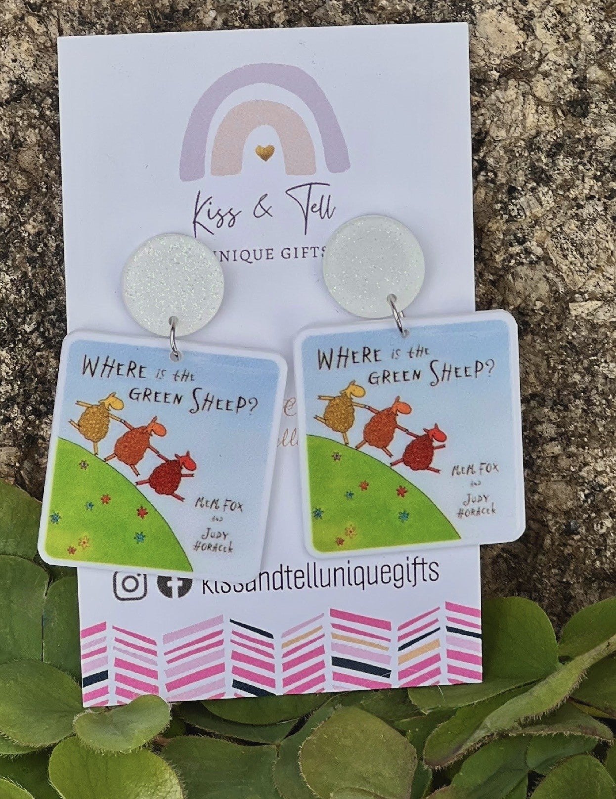 The Green Sheep Book Earrings