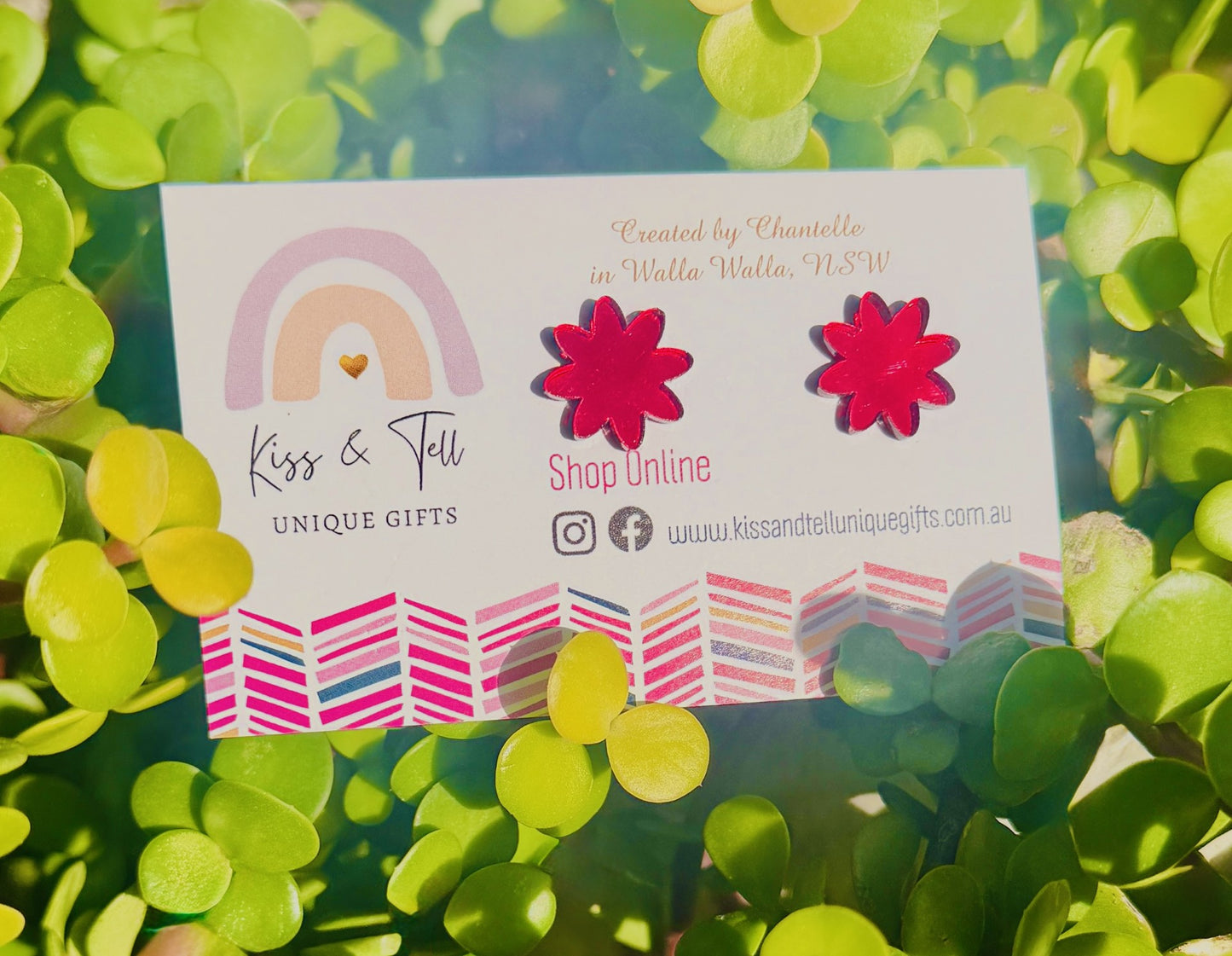 Acrylic Flower Mirror Stud Earrings