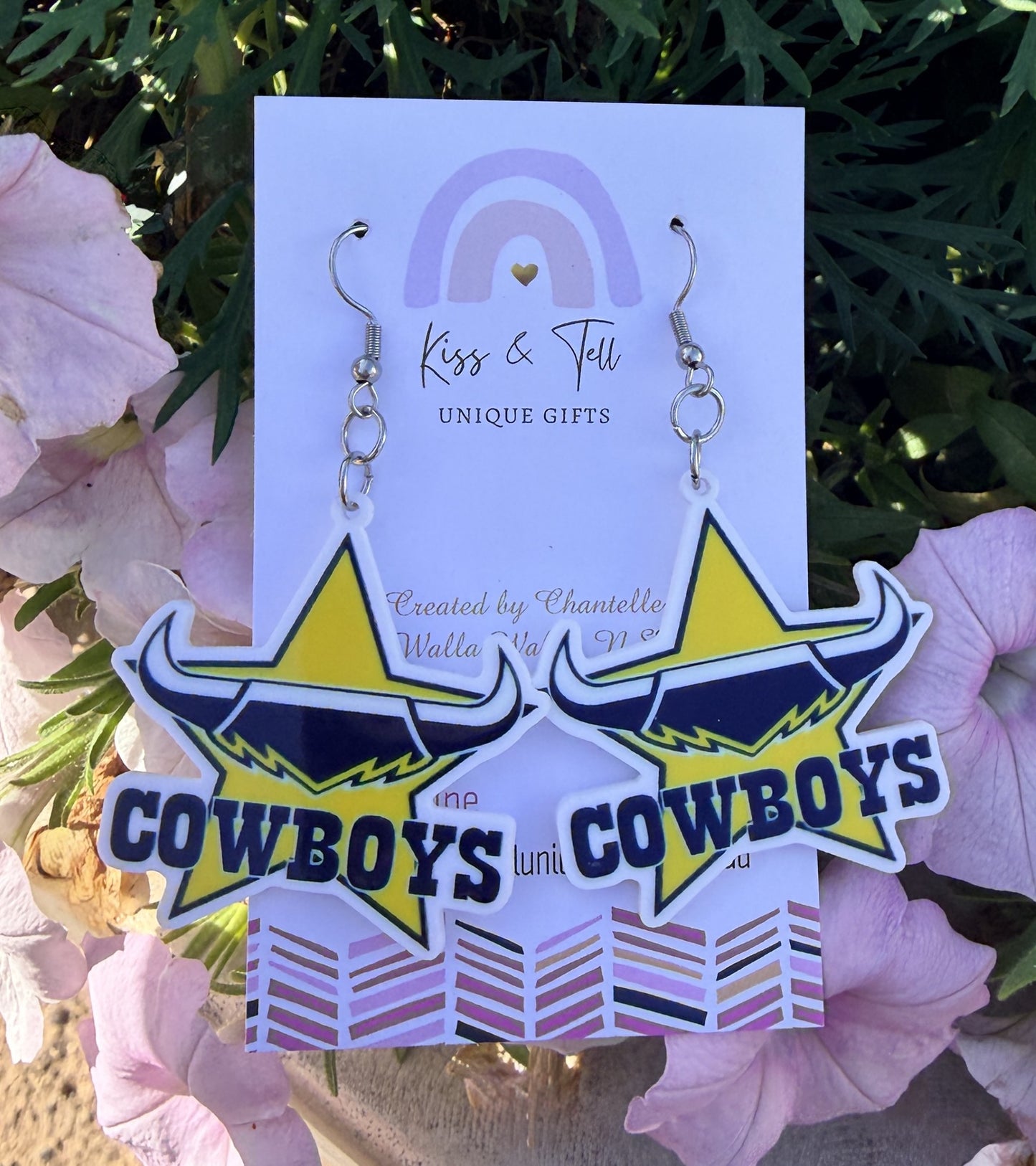 NRL Nth QLD Cowboys Team Dangle Earrings