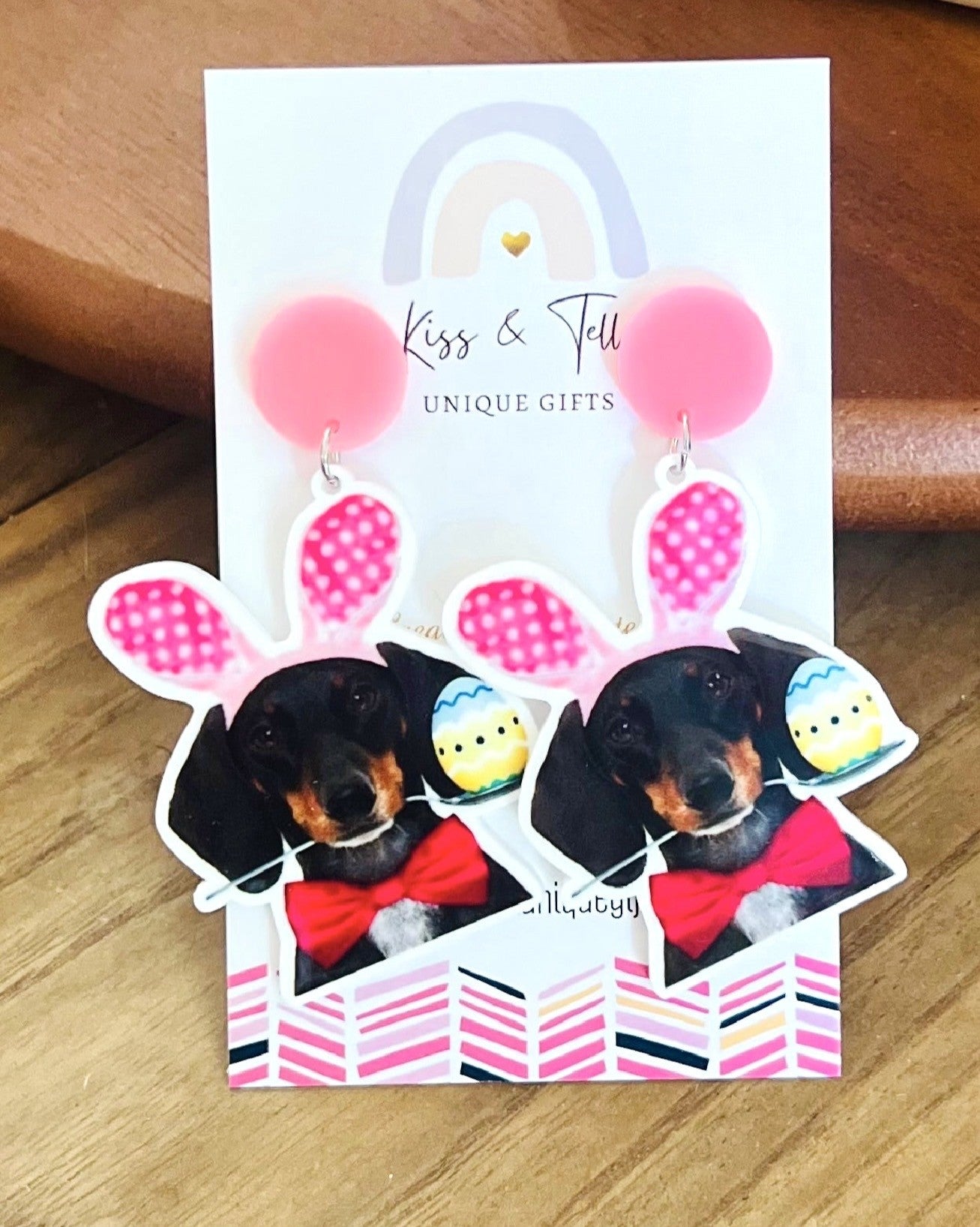 * SALE * Easter Dachshund Dangle Earrings