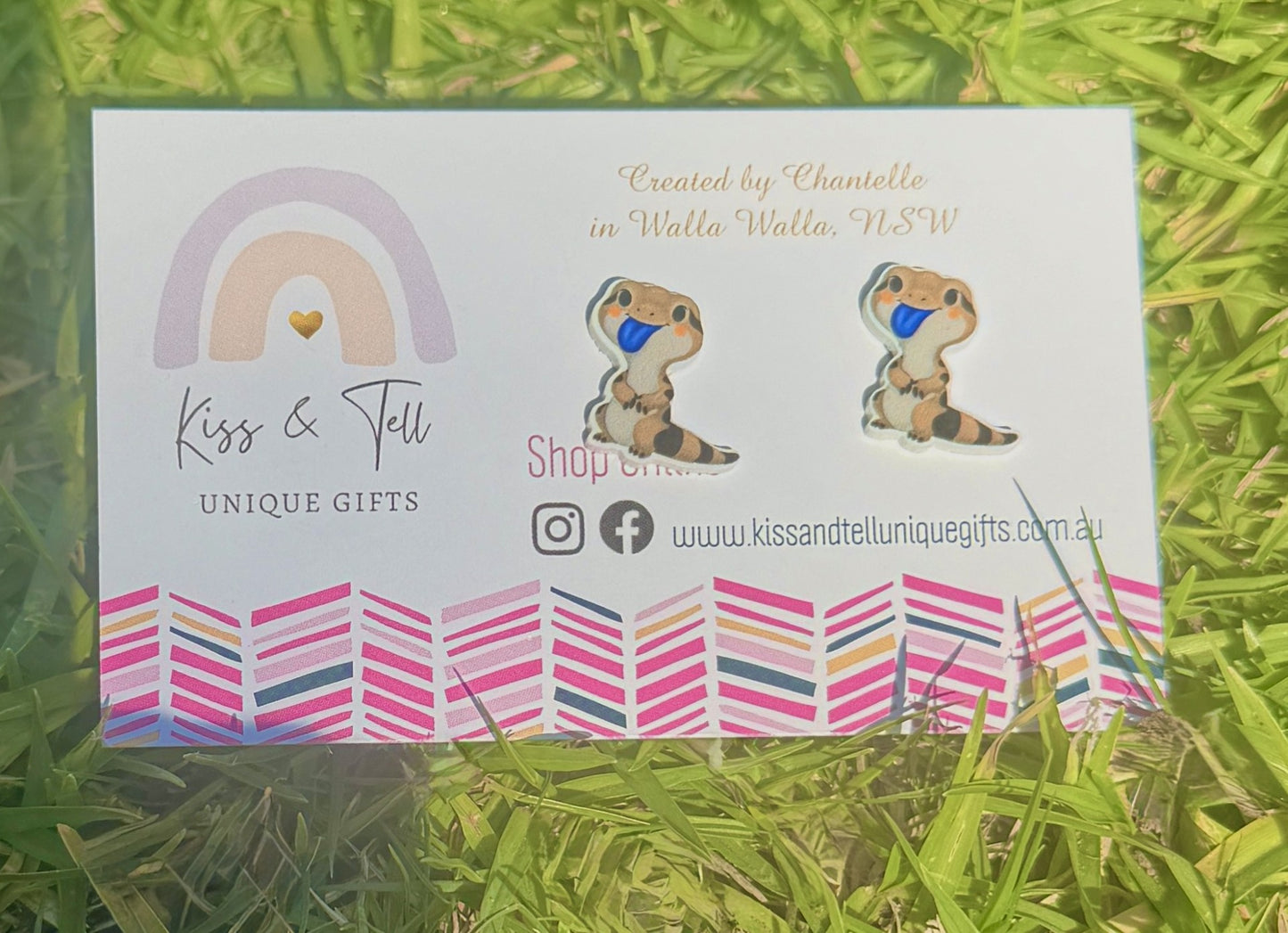 Blue Tongue Lizard Stud Earrings