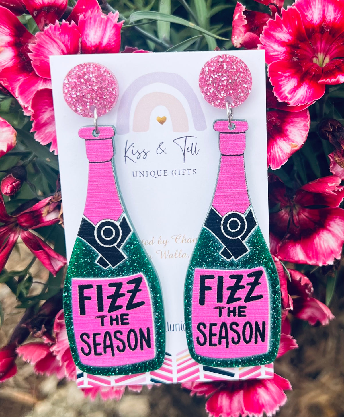 "Fizz The Season" Christmas Drink Earrings