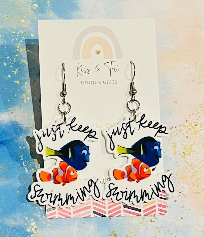 “Just Keep Swimming” Dangle Earrings