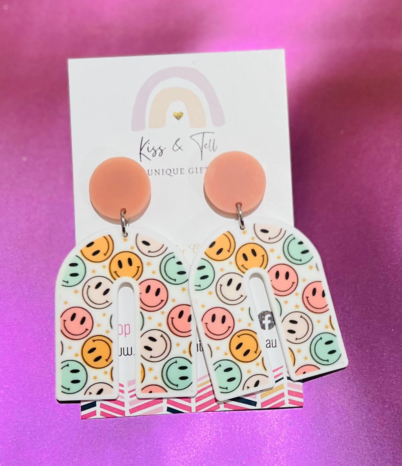 Smiley Face U-Drop Earrings