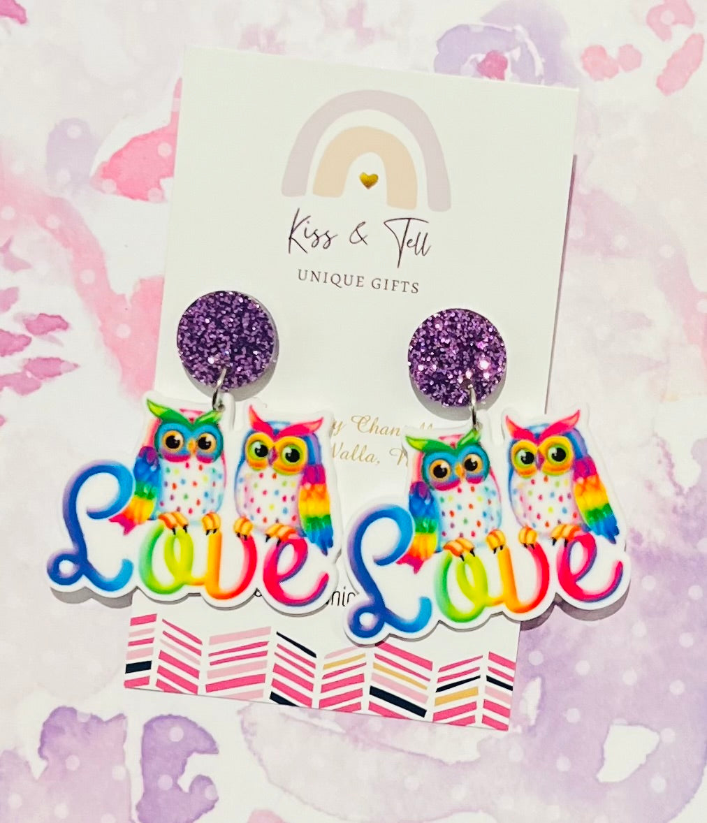 Owl Love Dangle Earrings