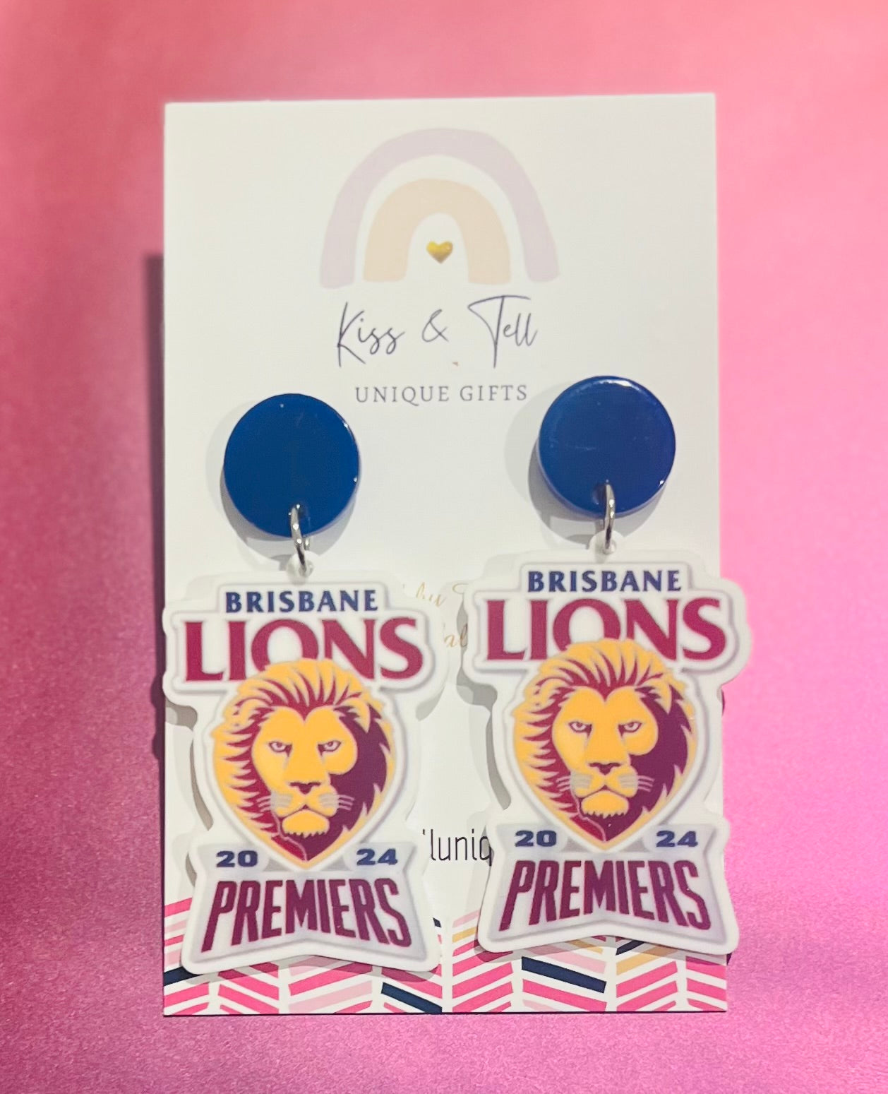 Brisbane Lions Premiers Dangle Earrings