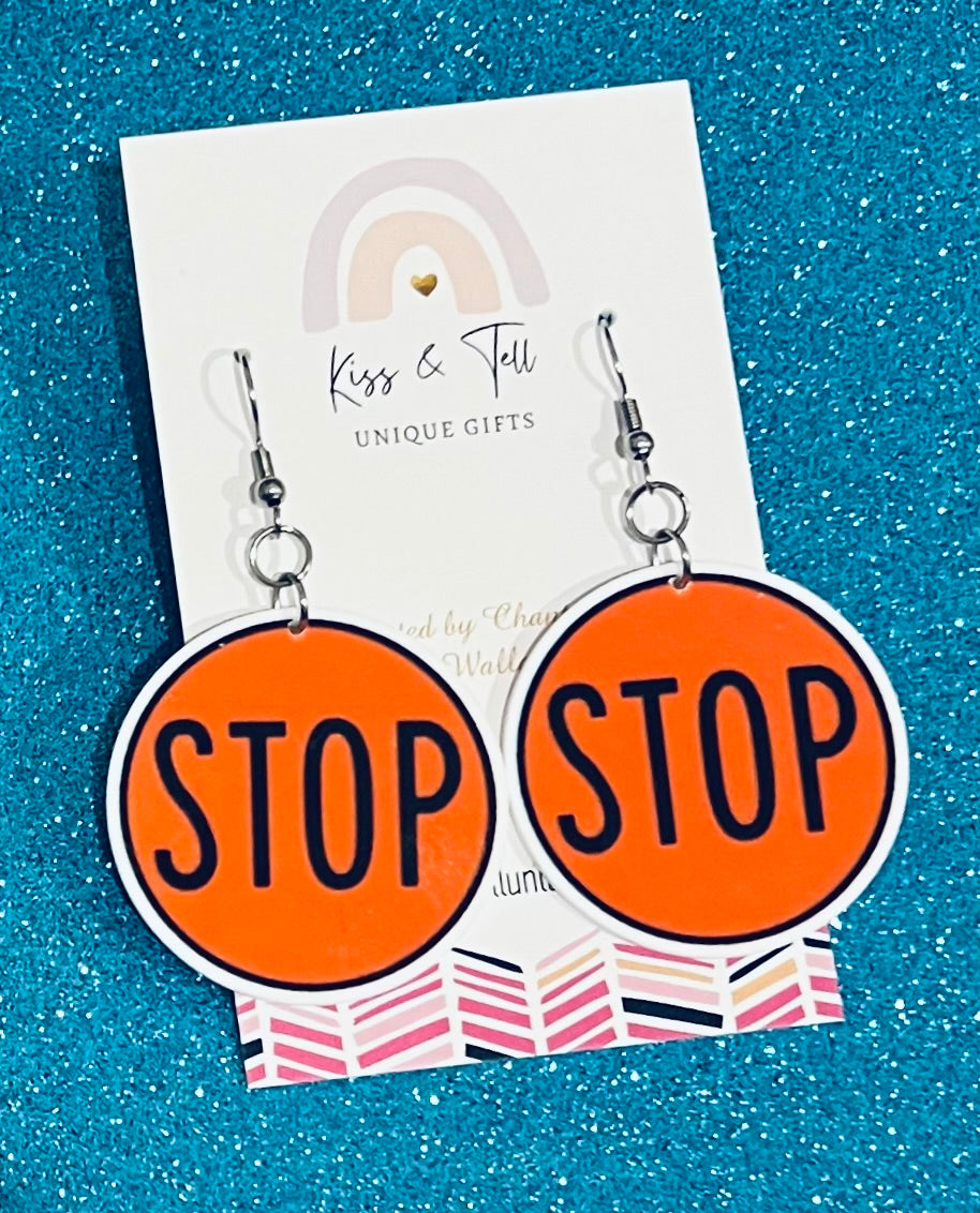 Lollipop Lady Stop Sign Earrings