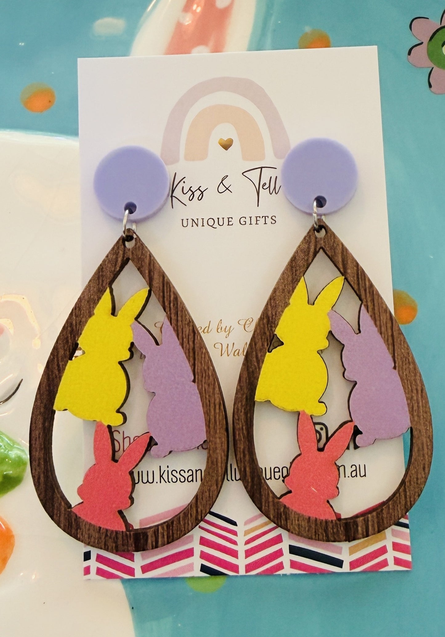 Wooden Easter Dangle Earrings