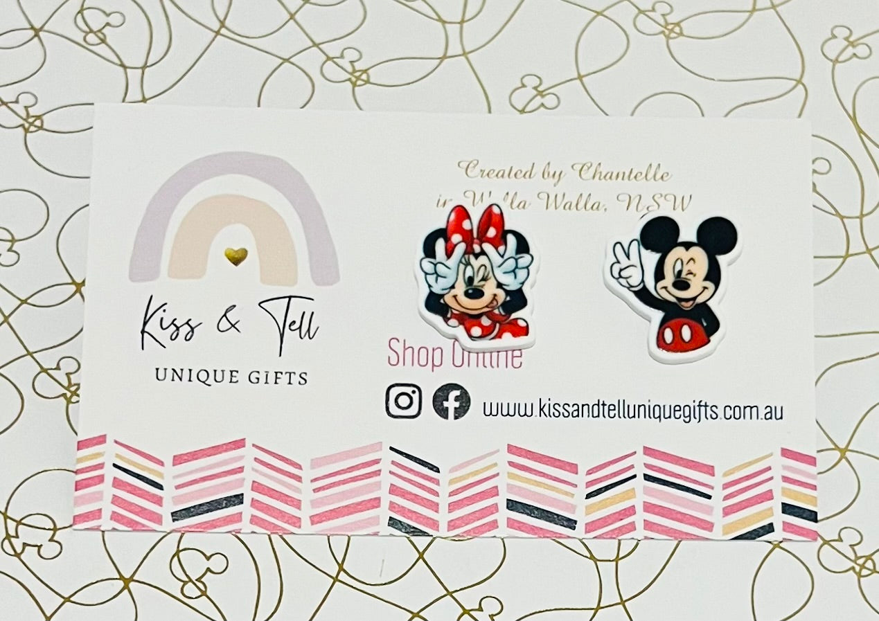 Cheeky Mickey & Minnie Stud Earrings