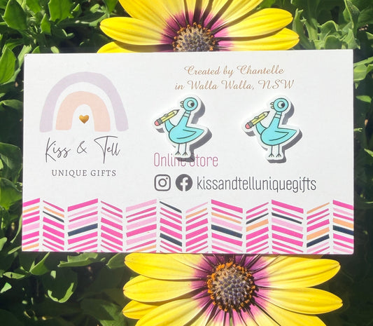 Pigeon Book Character Stud Earrings