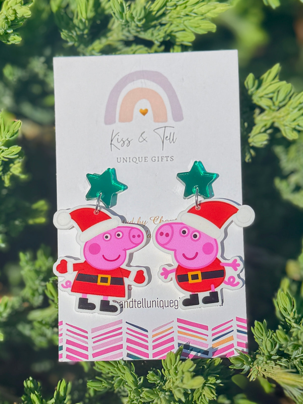 Christmas Peppa & George Pig Dangle Earrings