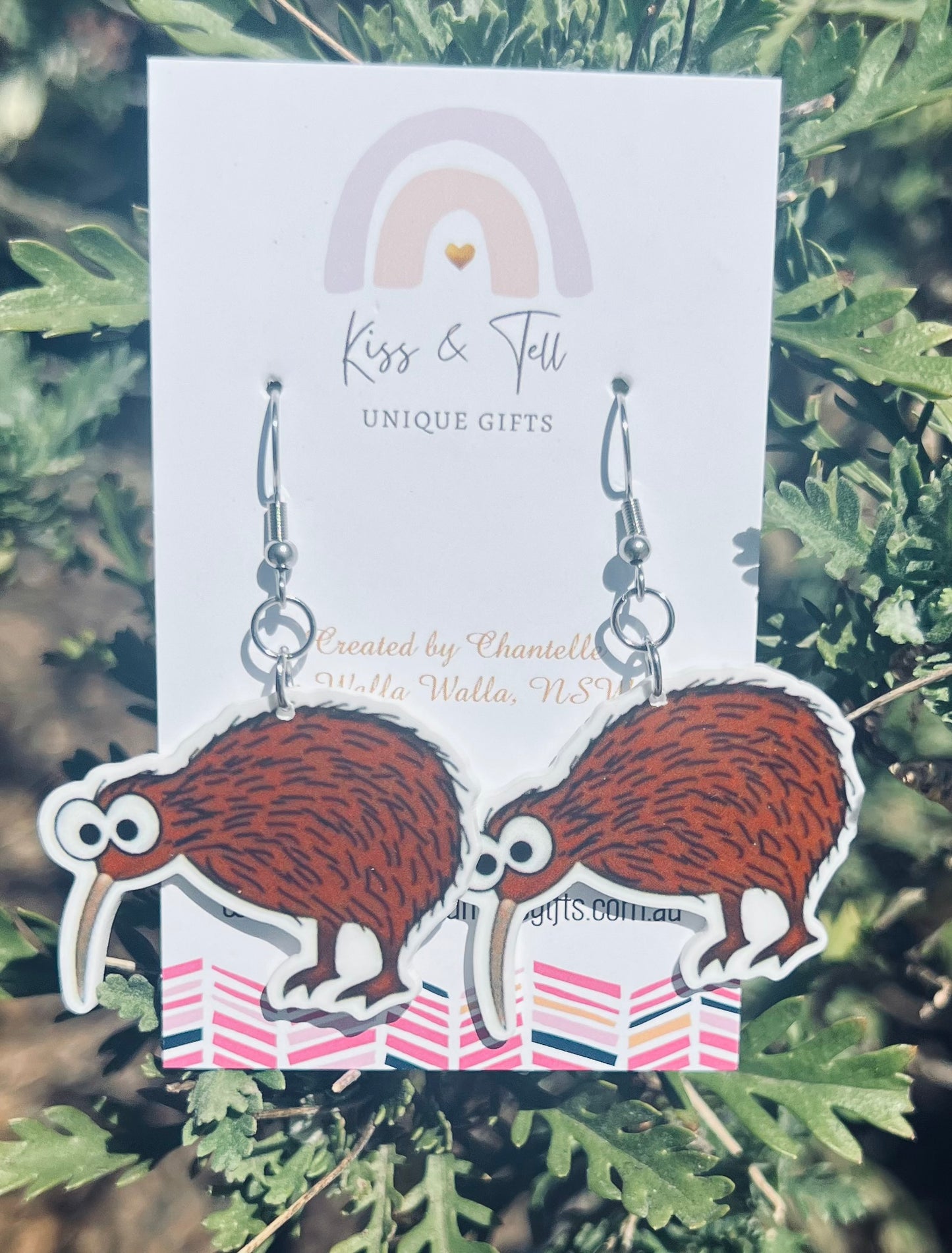 Kiwi Bird Dangle Earrings