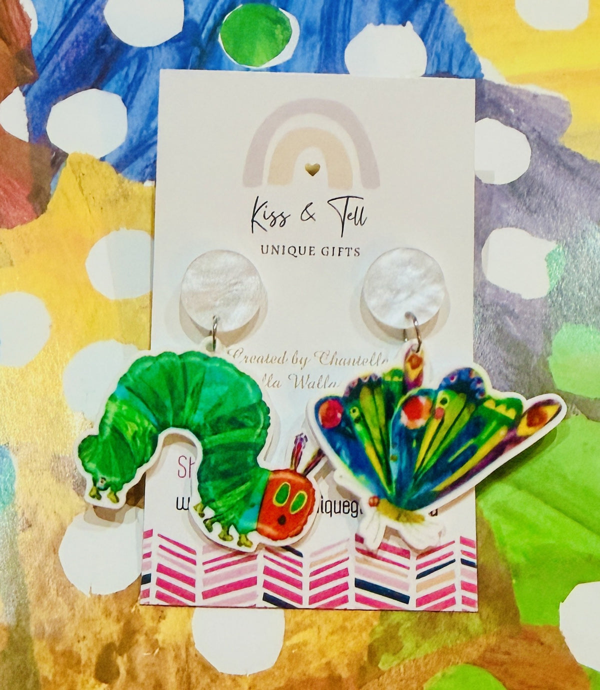 Caterpillar & Butterfly Dangle Earrings