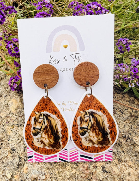 Horse Wood-Drop Earrings