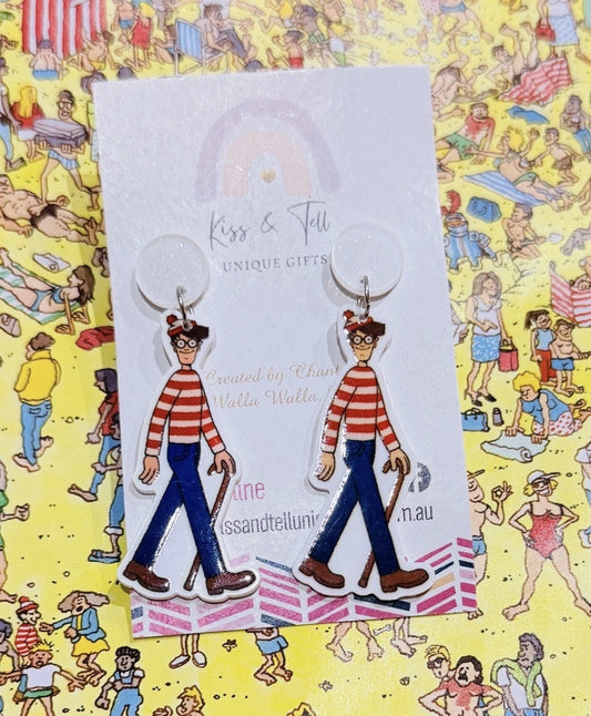 Where's Wally Book Character Dangle Earrings