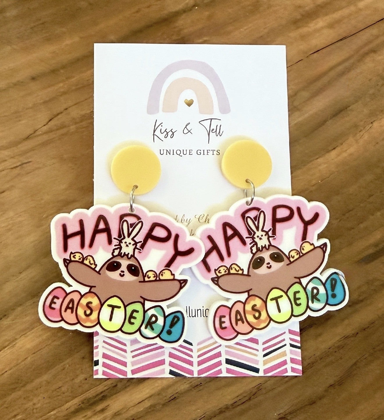 * SALE * Happy Easter Sloth Dangle Earrings