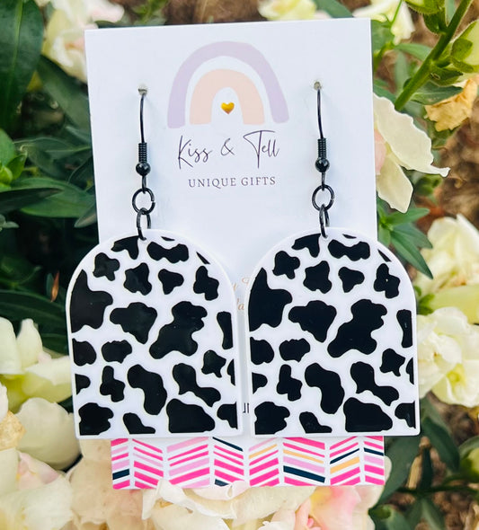 Cow-Print Arch Dangle Earrings