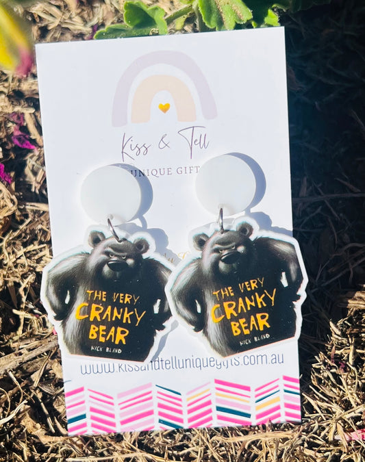 The Very Cranky Bear Dangle Earrings