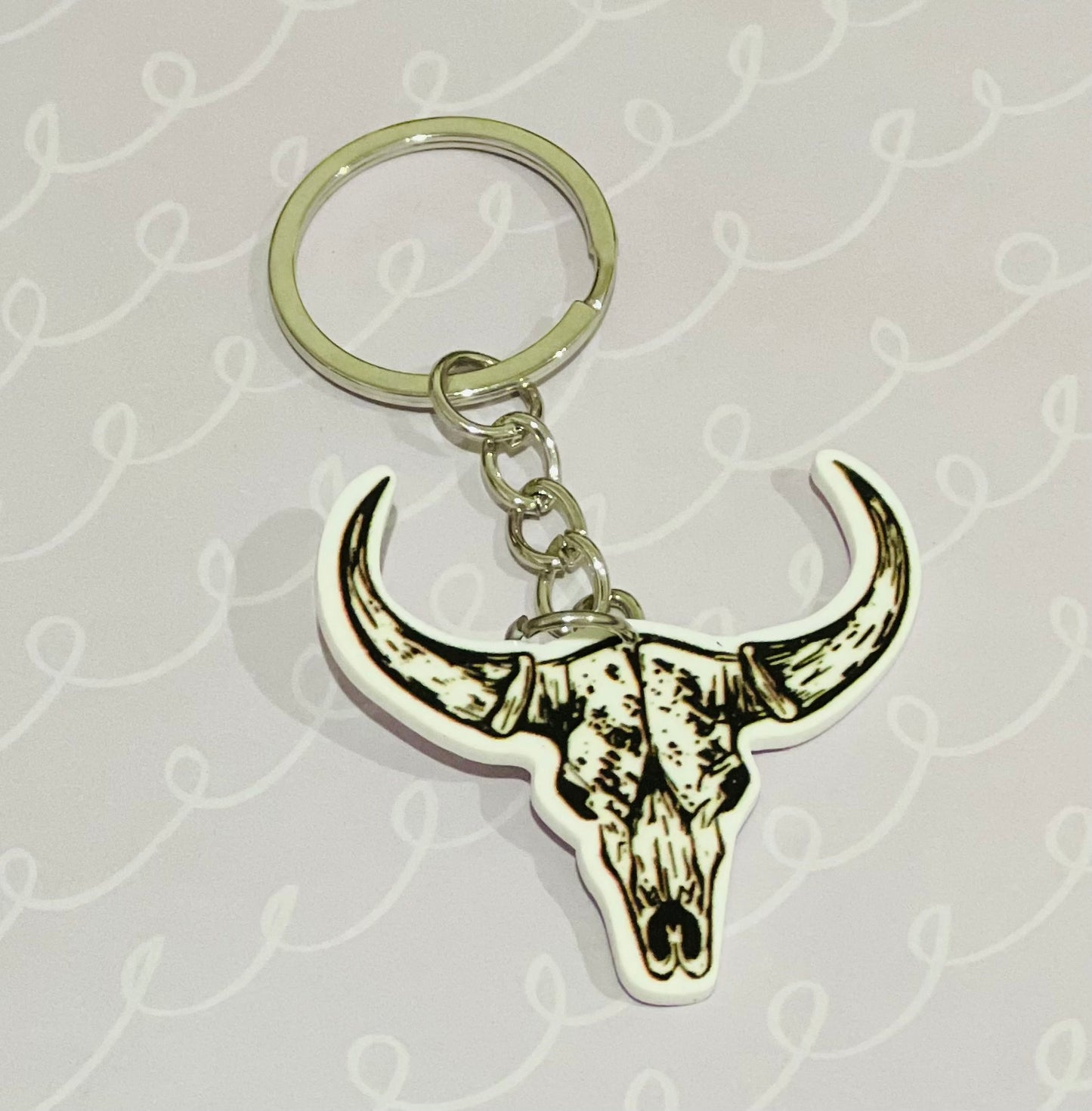 Bull Skull Keyring