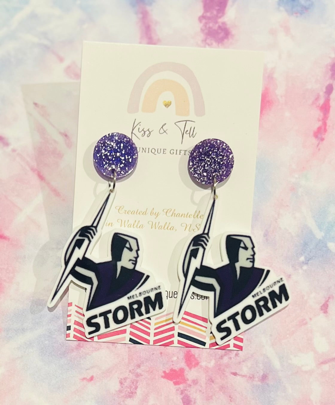 NRL Storm Team Dangle Earrings