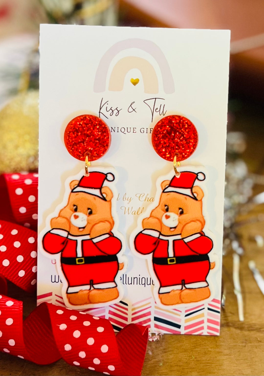 Christmas Care Bear Earrings