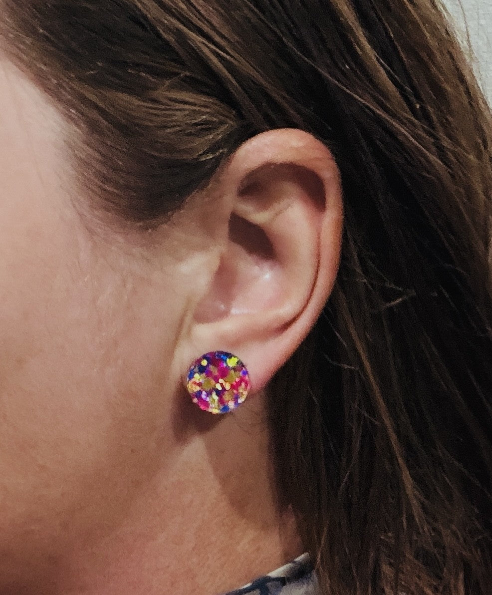 Fun Confetti Glitter Acrylic Stud Earrings