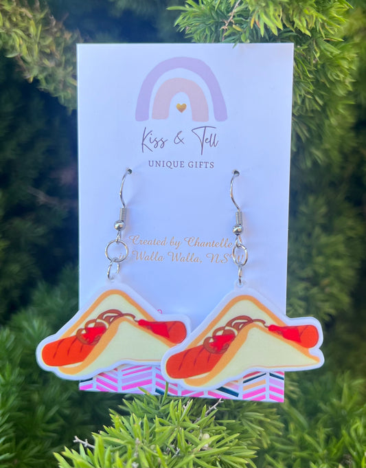 Sausage in Bread Dangle Earrings