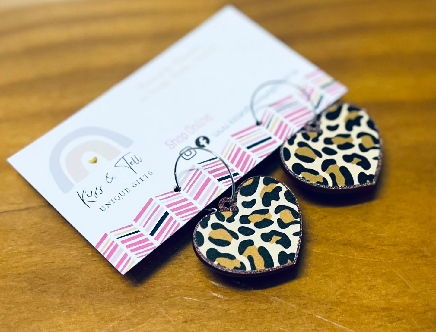 Leopard Print Heart Hoop Earrings