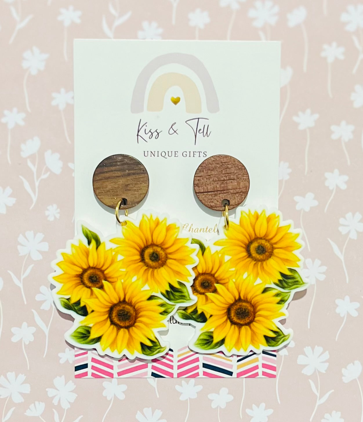 Sunflower Wood-Drop Earrings